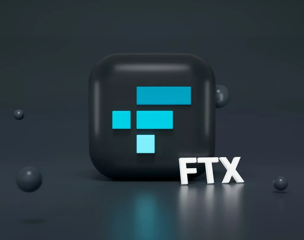 FTX logo with abstract digital background
