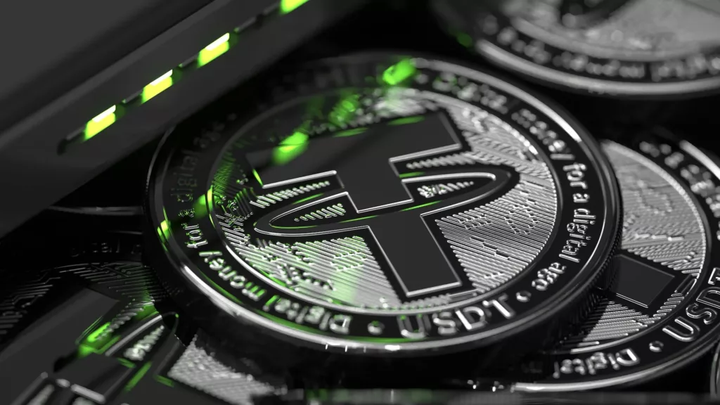 Tether cryptocurrency illustration