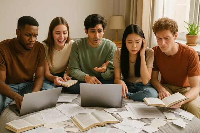 bunch of pipils doing group study