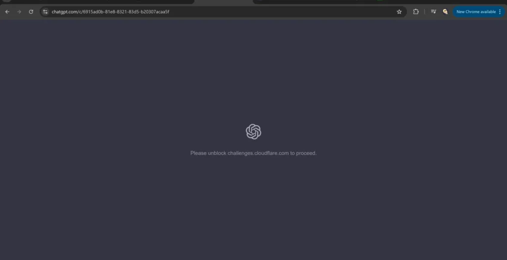 Cloudflare block message on ChatGPT