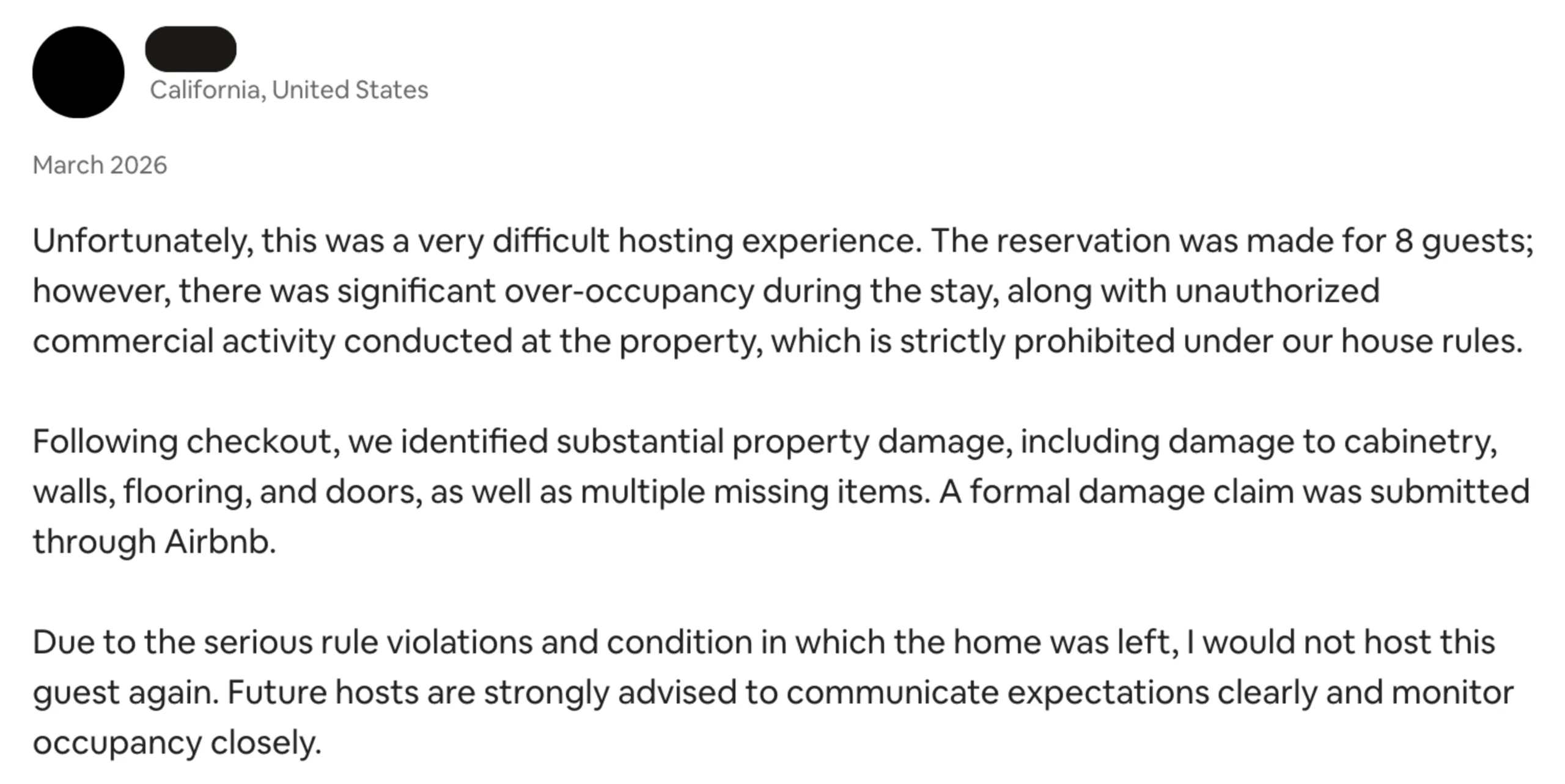 Shocking Airbnb Robot Testing Lawsuit Hits SF Startup A host from California reports a difficult stay in March 2026 with over-occupancy, unauthorized commercial use, substant