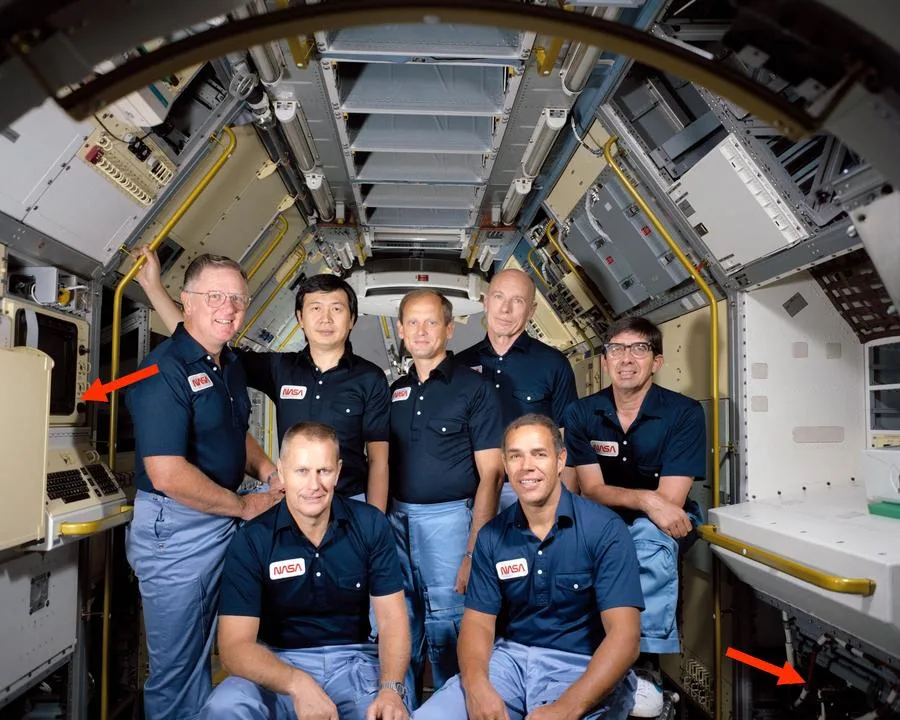 Spacelab's 1980 Computer: Stunning Reverse-Engineering Revealed This photo shows astronauts inside Spacelab (but not in space). The Spacelab computers were mounted under the Work Bench