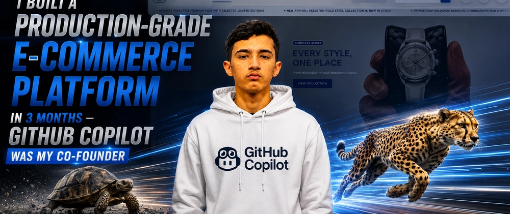 GitHub Copilot Helped a 19-Year-Old Build a Full E-Commerce Platform i Cover image for I Built a Production-Grade E-Commerce Platform in 3 Months — GitHub Copilot Was My Co-Founder