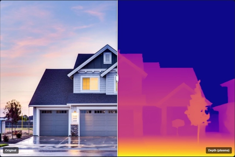 C# Neural Networks in the Browser: A Surprising New Engine Depth Anything V2 producing a depth map of a house from a single photo