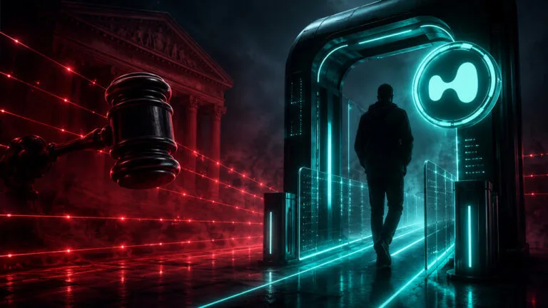 MiCA Deadline: Top Crypto Exchanges Paying Users to Switch Before July Hyperliquid symbol emerging from a red digital network and data streams, illustrating blockchain transactions, cryptocur