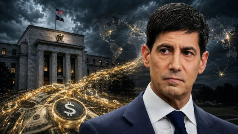 Crypto Capital Rules: Why Banks Still Can't Profit from Bitcoin Kevin Warsh with the Federal Reserve and global dollar payment flows, illustrating concerns that stablecoins could stren