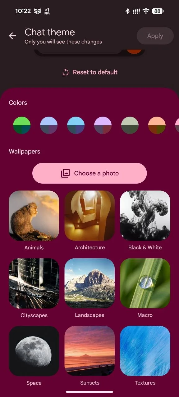 Google Messages Custom Wallpapers Are Now Rolling Out to Some Users Google Messages Pintu Patra Gapps Leaks Telegram