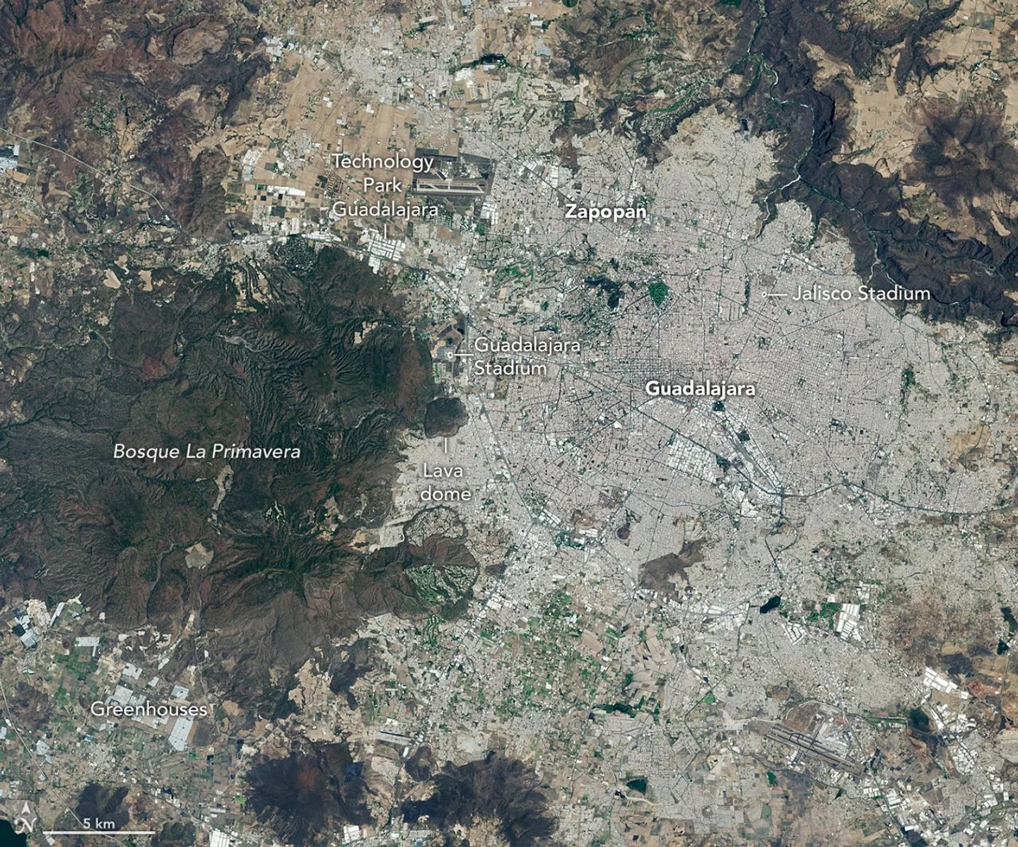 Guadalajara World Cup 2026: How a Volcano Shaped the Host City Guadalajara World Cup — Images of Guadalajara in 1986 (left) and 2026 (right) shows the city expanding westward into an