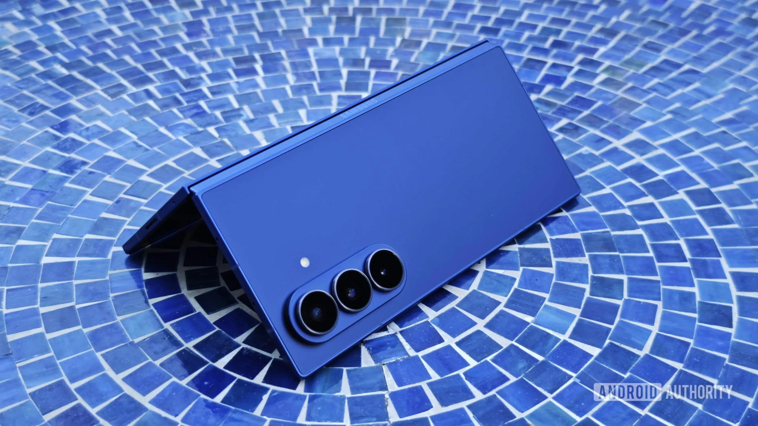 Samsung Galaxy Z Fold 7 Drops to Best Price Ever — $500 Off Samsung Galaxy Z Fold 7 — Galaxy Z Fold 7 tent mode on table hero image