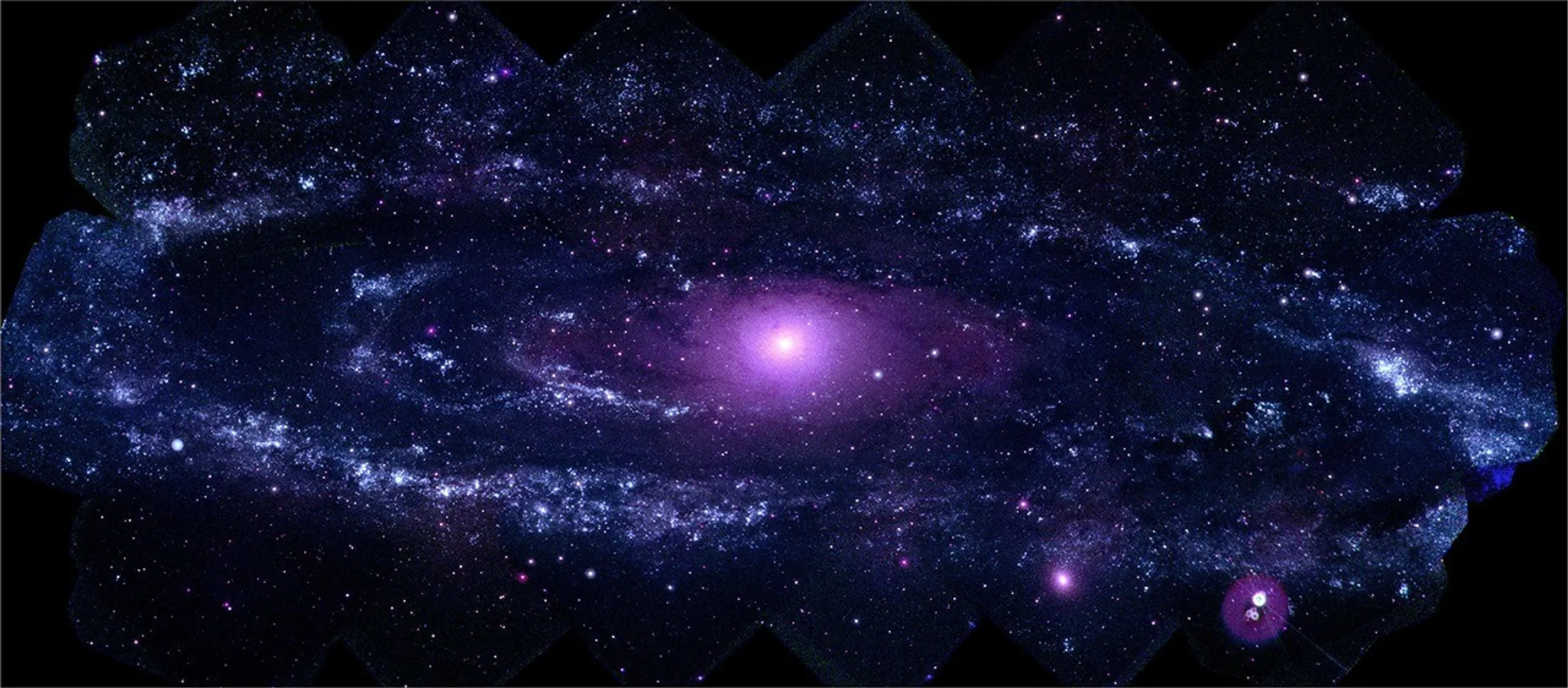 Swift Boost Mission: NASA's 20-Year-Old Telescope Gets a Second Life Mosaic of Swift ultraviolet images of the Andromeda galaxy