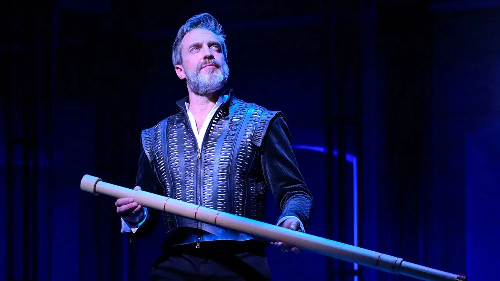 Galileo Broadway Musical Gets Neil deGrasse Tyson Trailer Galileo Broadway musical — a man in a tunic holding a telescope
