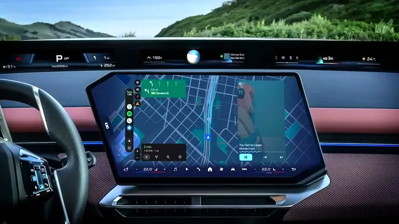 Android Auto Is Being Dropped by Carmakers — Here's What's Really Behi Android Auto shown on the six-sided BMW I-X3 display