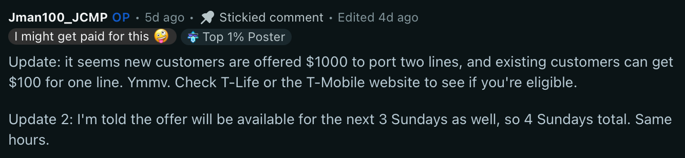 T-Mobile Magenta Nights: Up to $1,000 for Switchers This Summer Two updates on the Magenta Nights T-Mobile promo on Reddit
