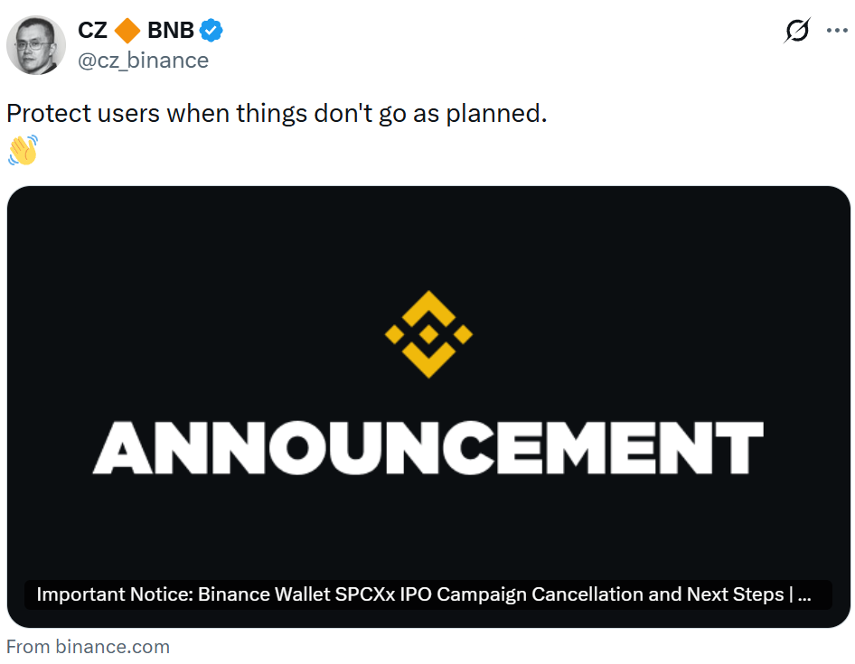 Crypto Exchanges Cancel SpaceX IPO Allocations After xStocks Fails to SpaceX crypto IPO