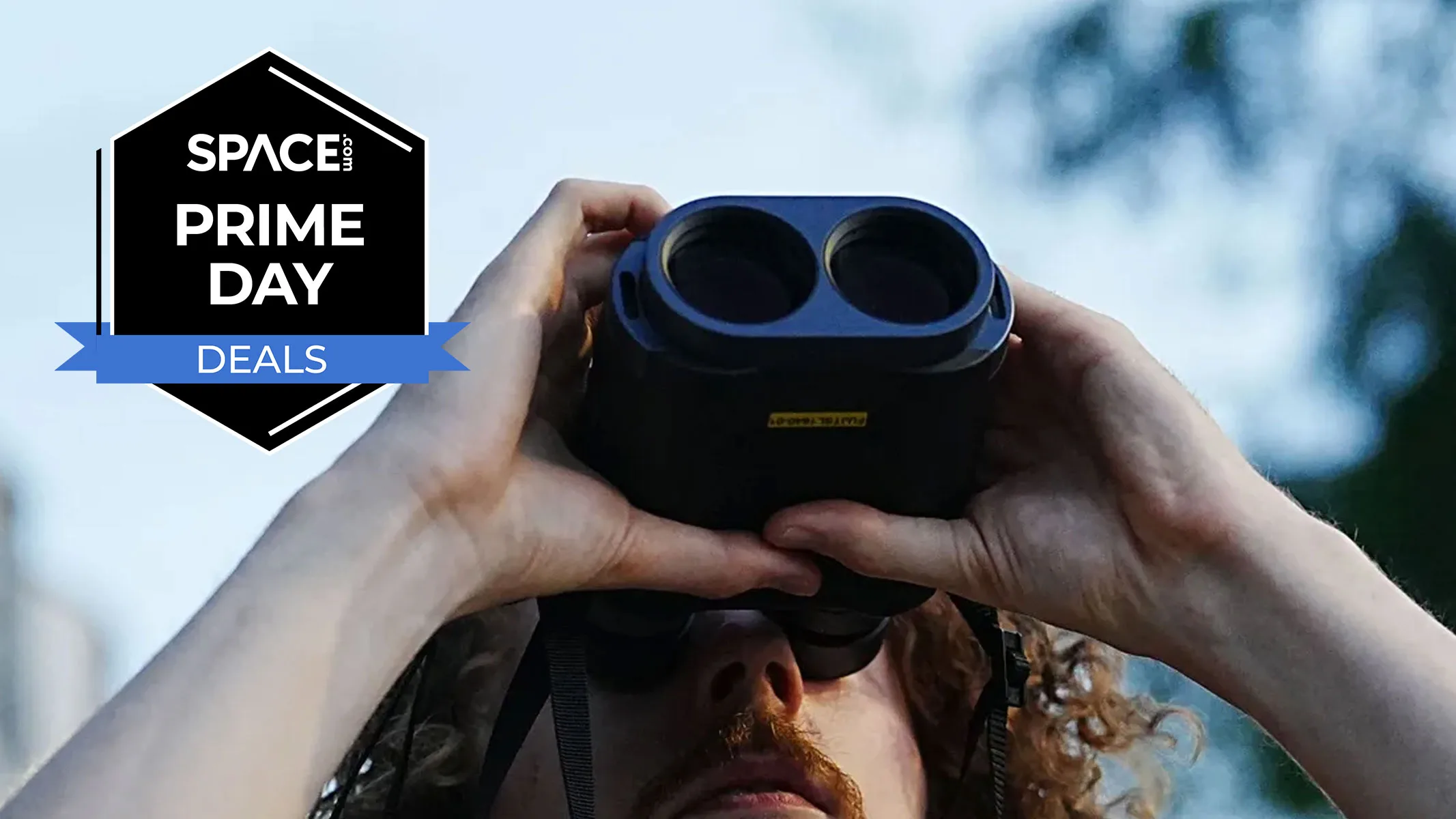 Best Prime Day Telescope & Binocular Deals 2026: Top Rival Offers Prime Day telescope deals — A man looking up through the Fujifilm Techno-Stabi TS-L 1640 image-stabilized binoculars wit