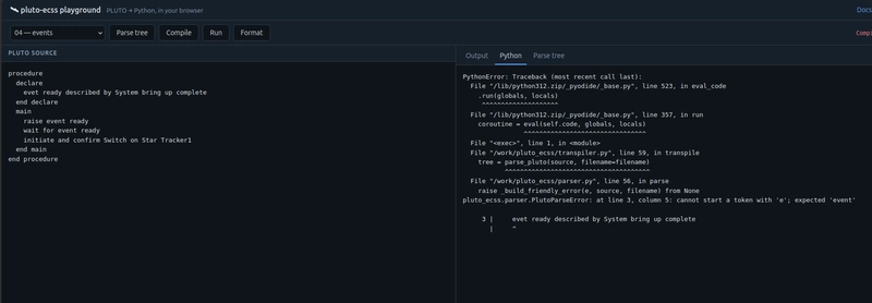 PLUTO Transpiler: Free Tool Brings Spacecraft Ops Language to Python A friendly parse error