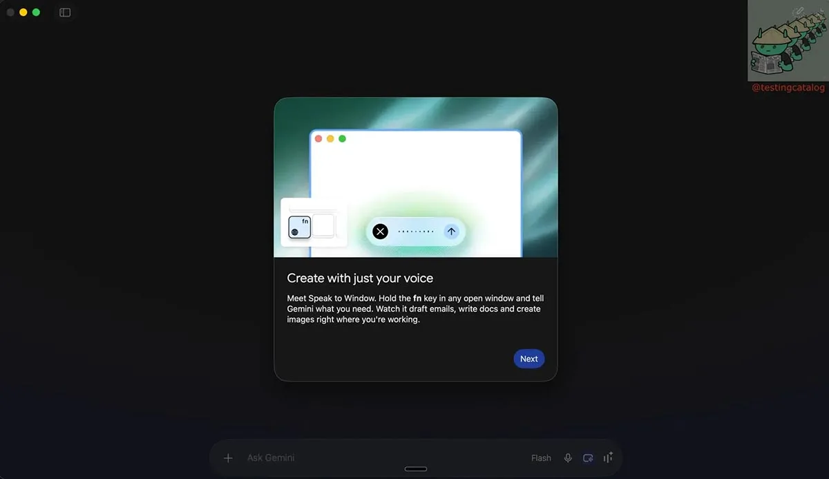 Gemini desktop app on Mac set to get 4 major new features gemini dictation feature speak to window image