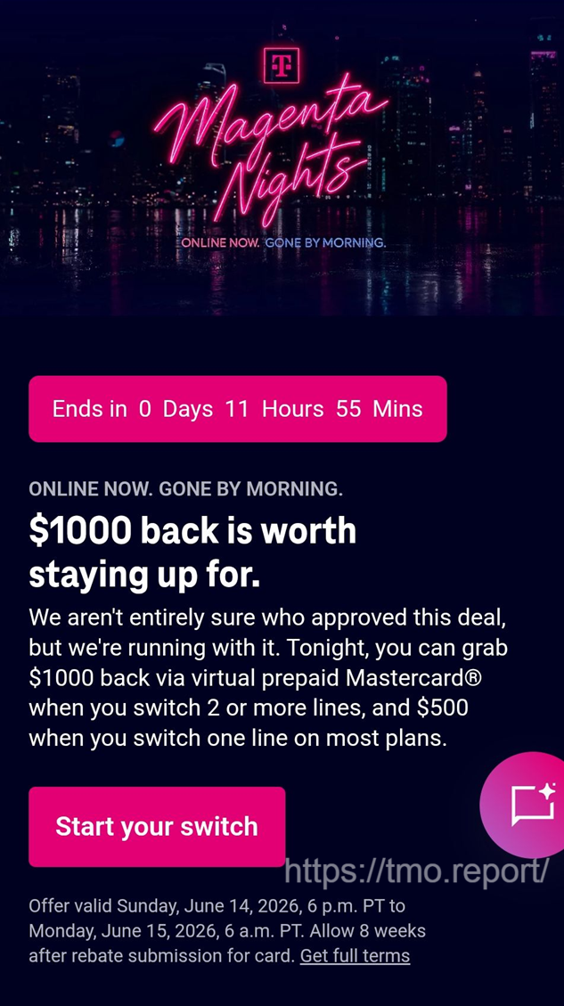 T-Mobile Magenta Nights: Up to $1,000 for Switchers This Summer T-Mobile Magenta Nights — Magenta Nights T-Mobile promo screenshot