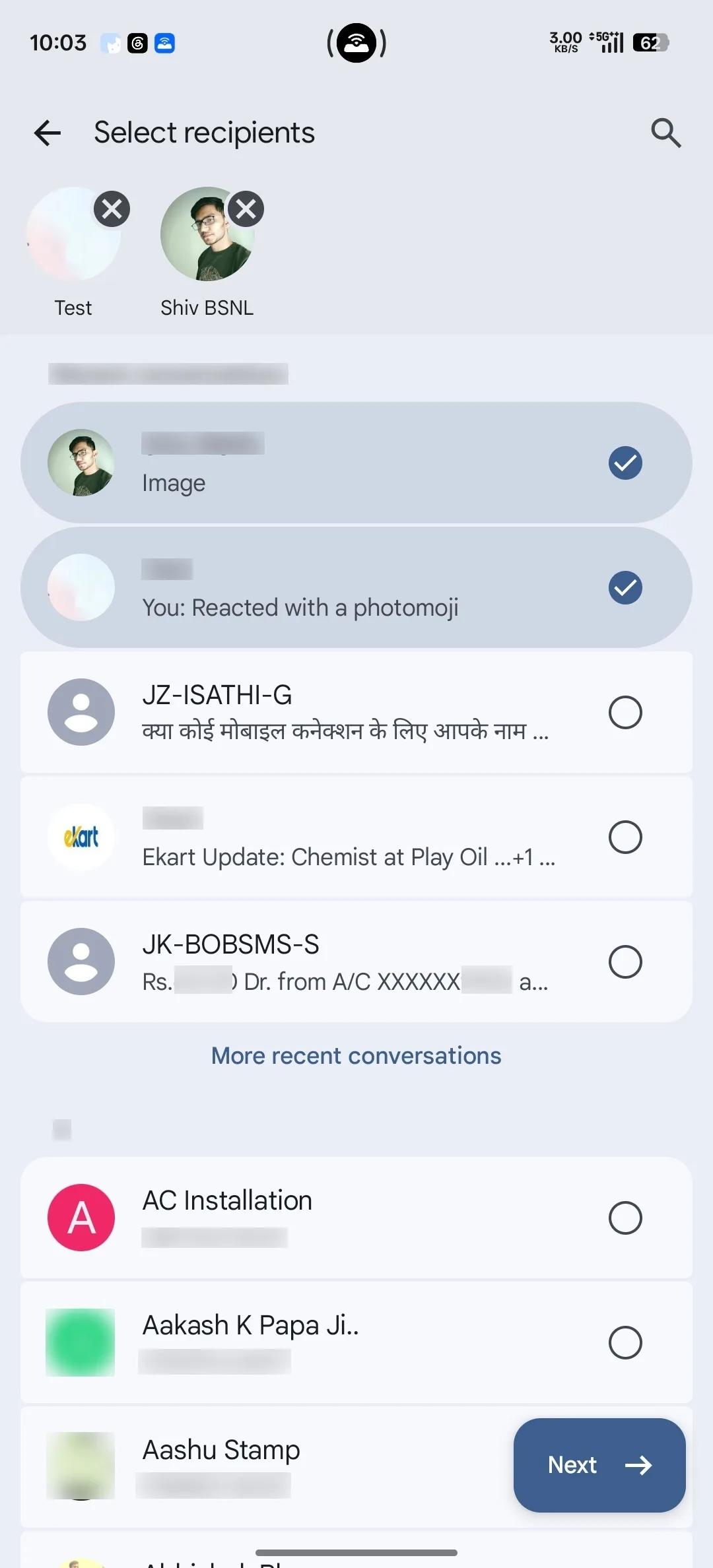 Google Messages Finally Gets Multi-Message Forwarding Google Messages Forwarding multiple messages current behavior 2