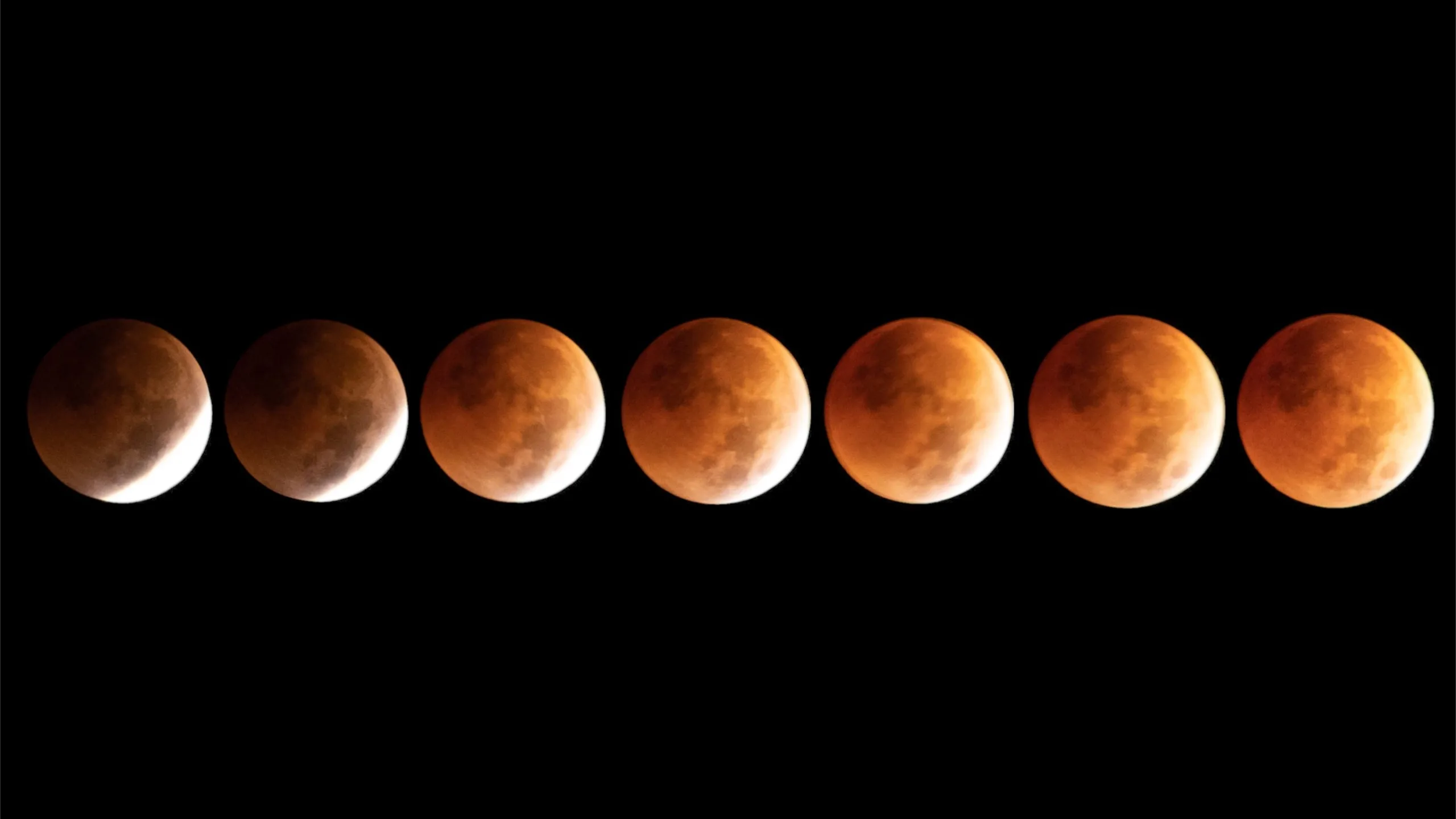 August 2026 Lunar Eclipse: Best Views of a Stunning 96% Blood Moon composite image showing a sequence of partial lunar eclipse images with the moon appearing rusty rest with a bright whit