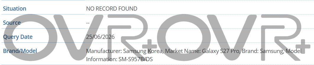 Samsung Galaxy S27 Pro Confirmed Early by GSMA Database Leak Galaxy S27 Pro GSMA listing