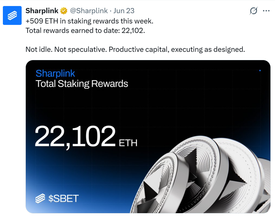SharpLink Buys ETH Again After 8 Months — Targeting 2026 Low source ac9d06d338