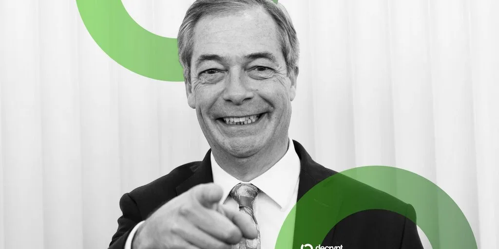 Crypto Donations to Reform UK Top £7M in Shocking Q1 Haul Nigel Farage ben delo bitmex tether Crypto Donations political donations reform UK Christopher Harborne cryptocurrency d
