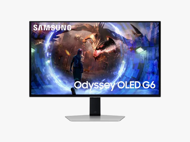 Samsung OLED Monitors Drop to Best-Ever Prices for Prime Day 2026 Samsung OLED monitors — Black desktop monitor with silver screen as screen shows a scene from a game
