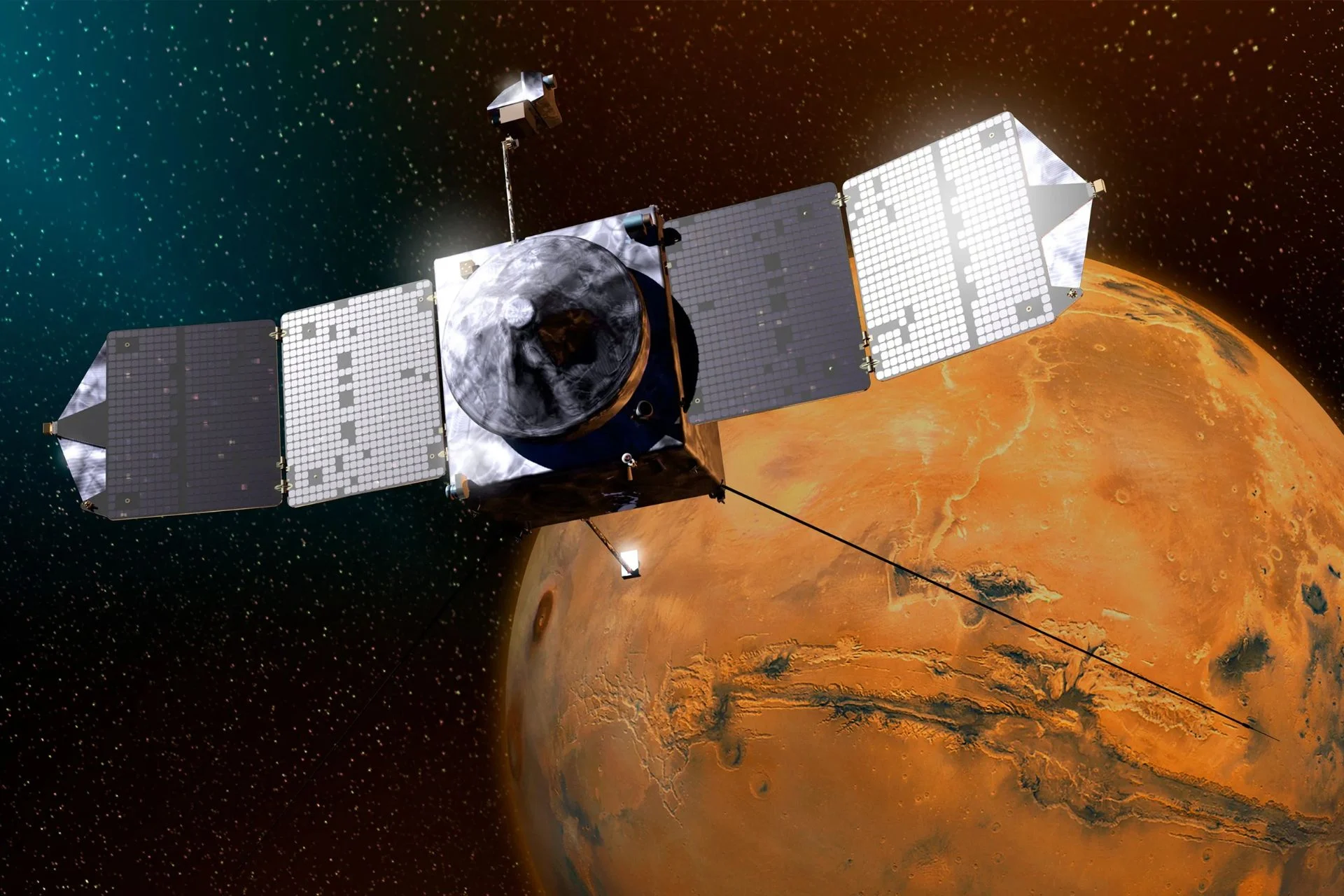 MAVEN Mars Mission: NASA Confirms the Shocking End Artistâs concept of NASAâs MAVEN spacecraft at Mars.