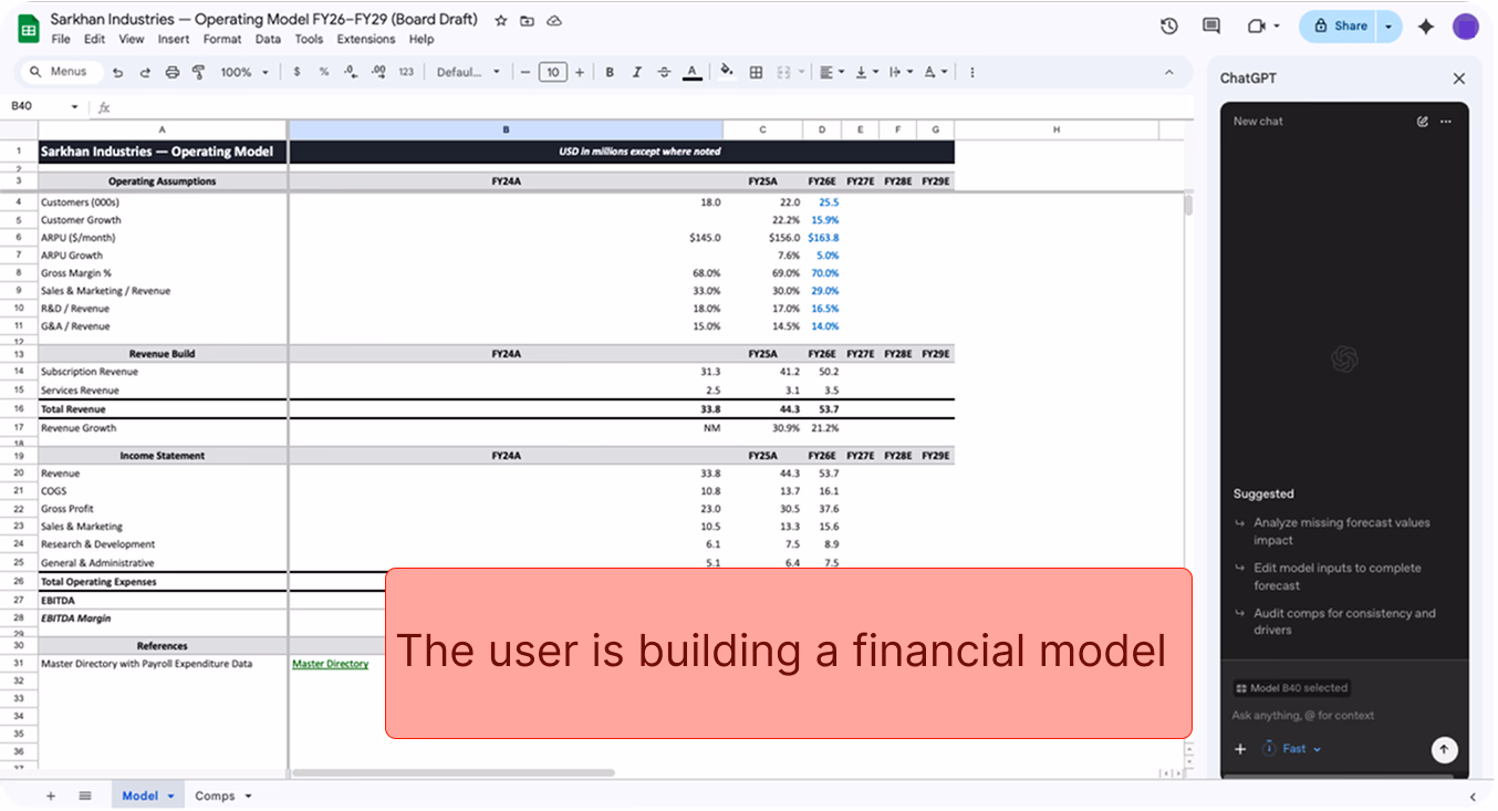 ChatGPT for Google Sheets Flaw Lets Attackers Steal Your Data GPT for Sheets user is working on an a financial model