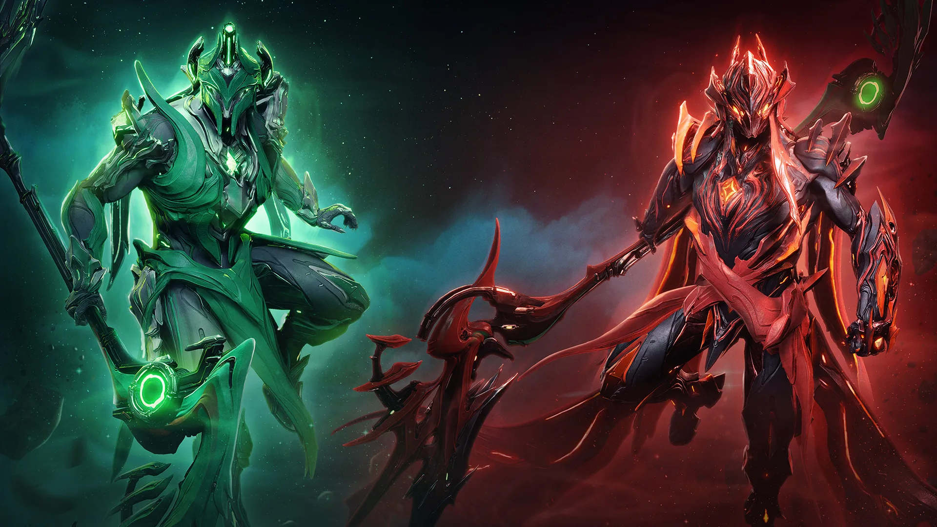 Warframe Constellations Update: New Dual Warframe and Railjack Revival Promotional screenshot from sci-fi game Warframe Jade Shadows: Constellations.