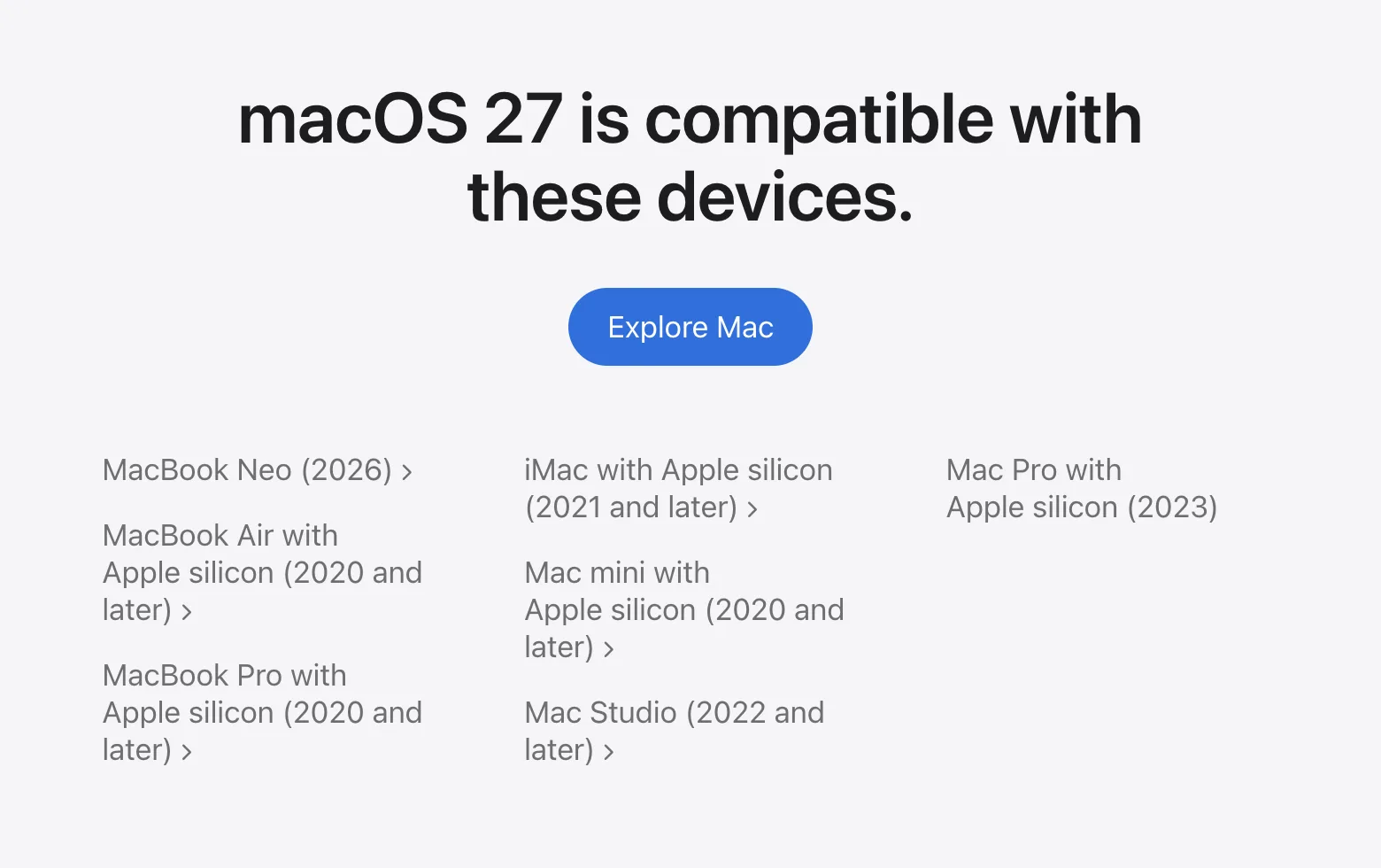 macOS 27 Drops Intel Macs: What Apple Silicon Means for Your Mac macOS 27 Apple Silicon — Apple’s compatibility list for macOS 27 includes no Intel Macs