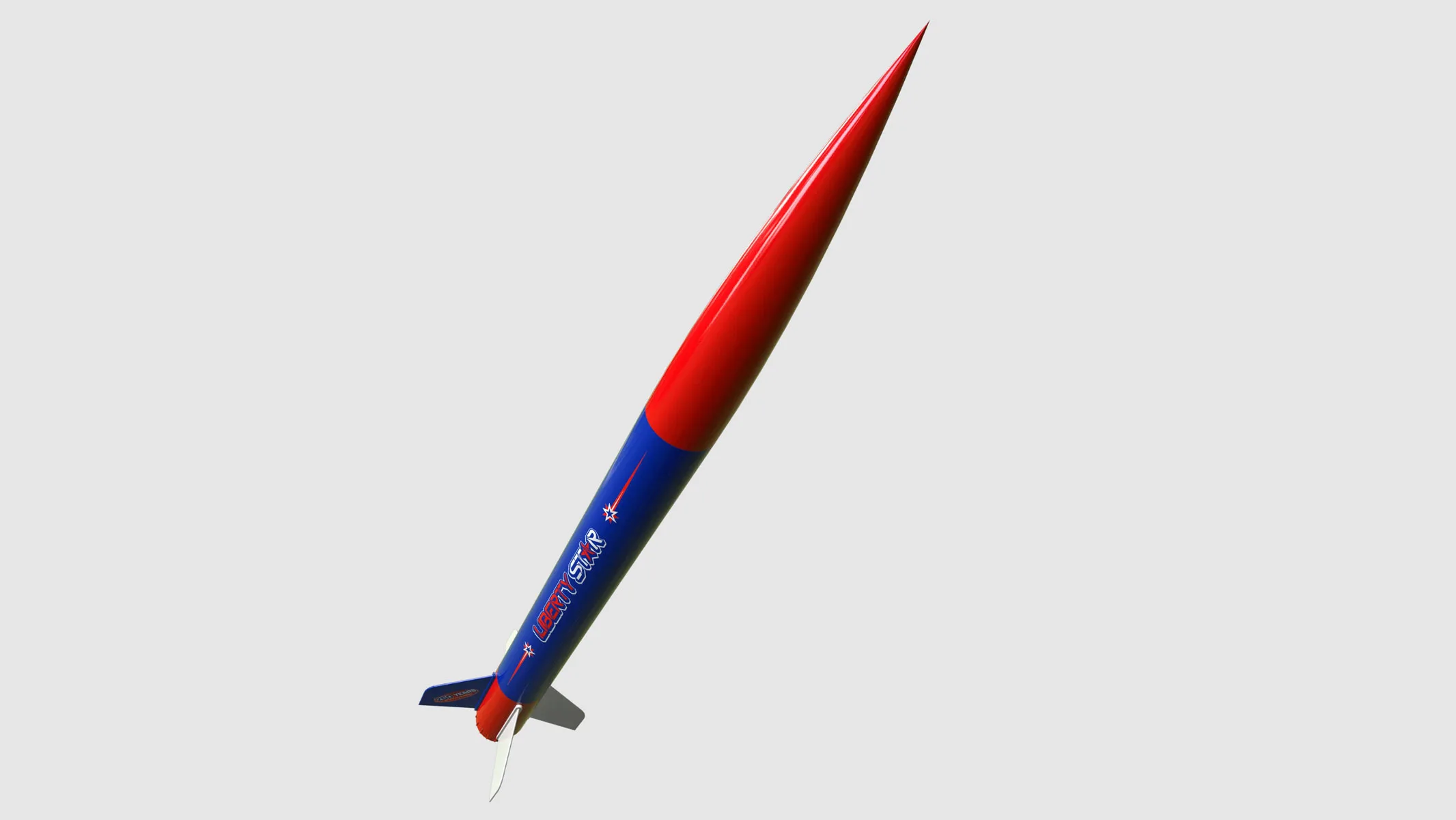 Estes Liberty Star Model Rocket: Best Way to Mark 250 Years The Estes Liberty Star nose cone pointing upwards on a grey background.