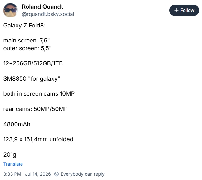 Galaxy Z Flip 8 leak points to a critical upgrade problem Roland Quandt on Galaxy Z Fold 8