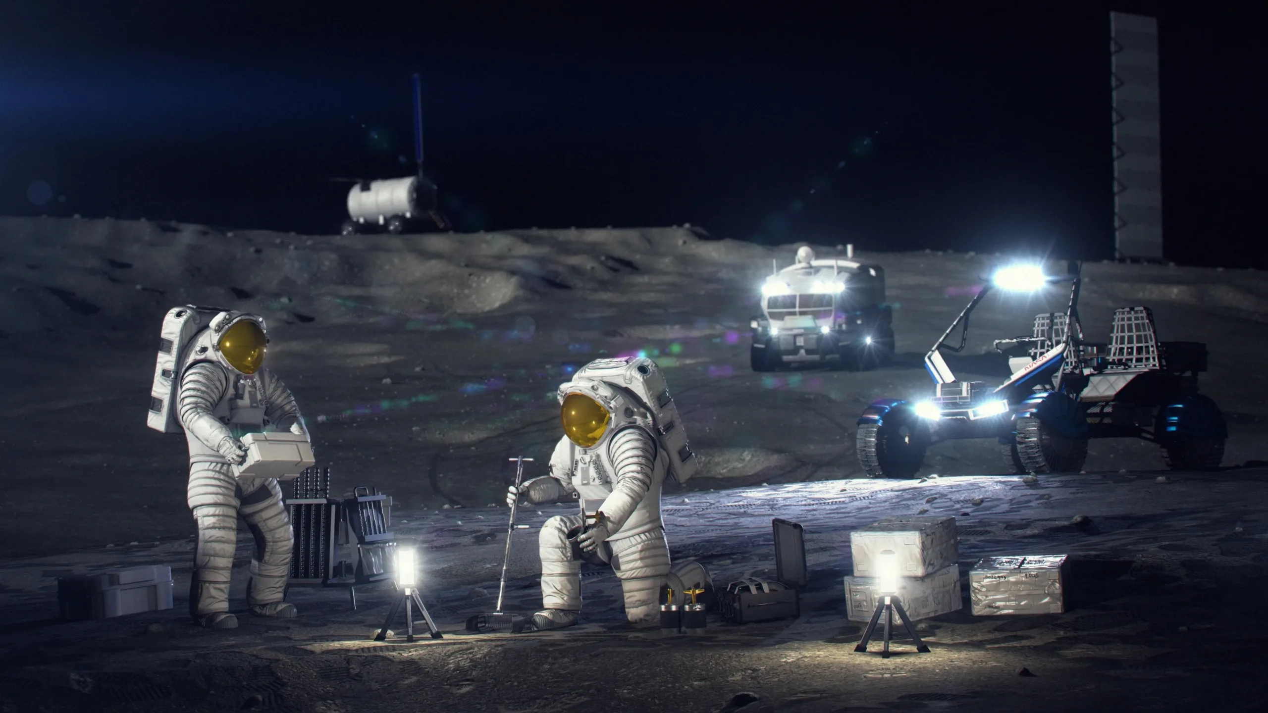 NASA Moon Base Crew Size: What New Research Says NASA moon base — An artist’s concept of astronauts working on the lunar surface.