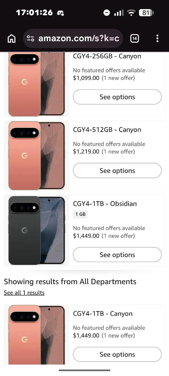 Pixel 11 pricing points to $899 entry and a RAM trade-off Pixel 11 Pro Amazon Listing