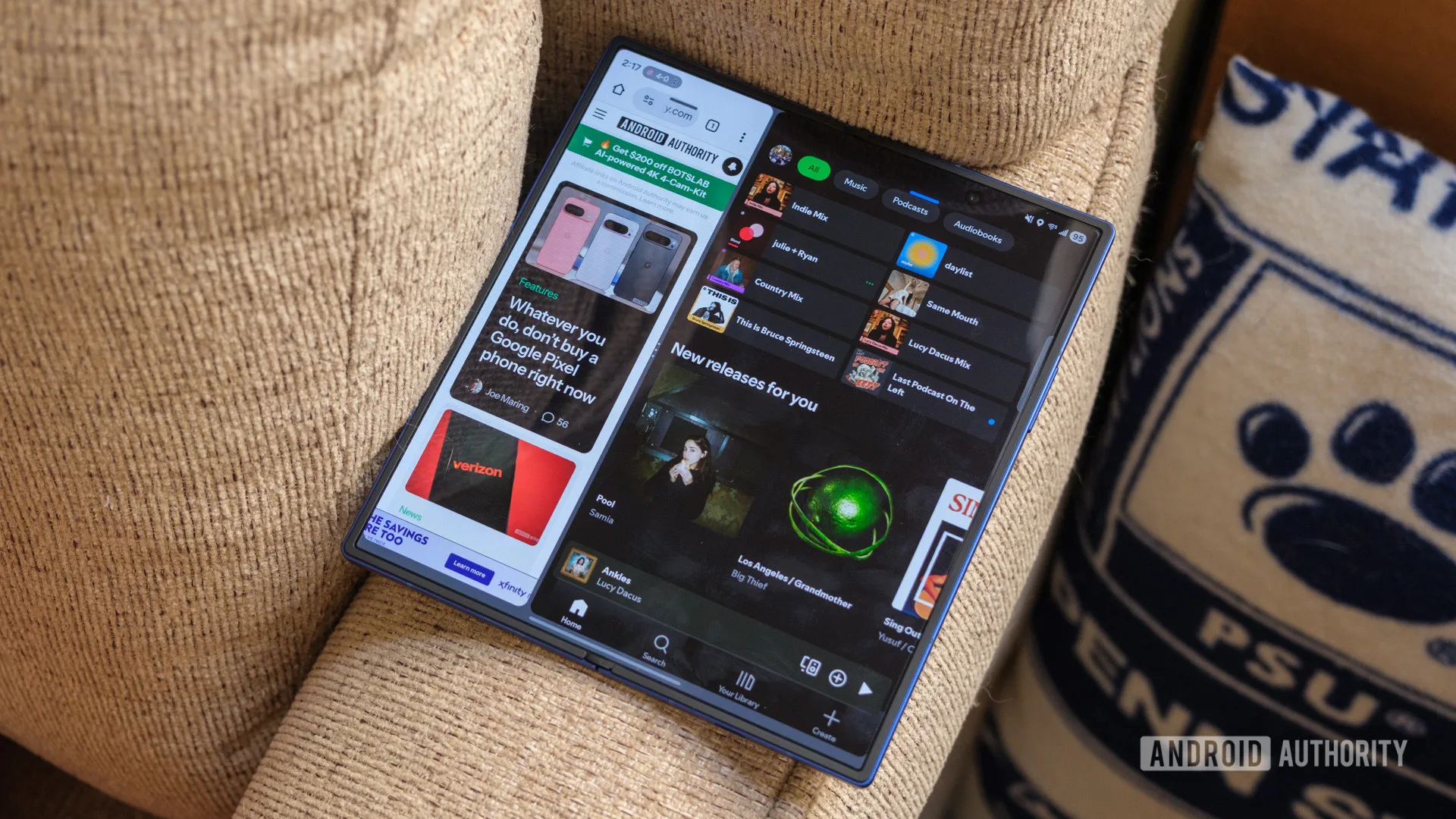 Samsung Galaxy Z Fold 8 Prices Leaked: What It'll Cost You Samsung Galaxy Z Fold 7 split screen spotify chrome