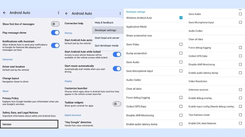 Android Auto Developer Menu: The Settings That Matter Android Auto developer menu — Screenshots of the Android Auto Developer settings