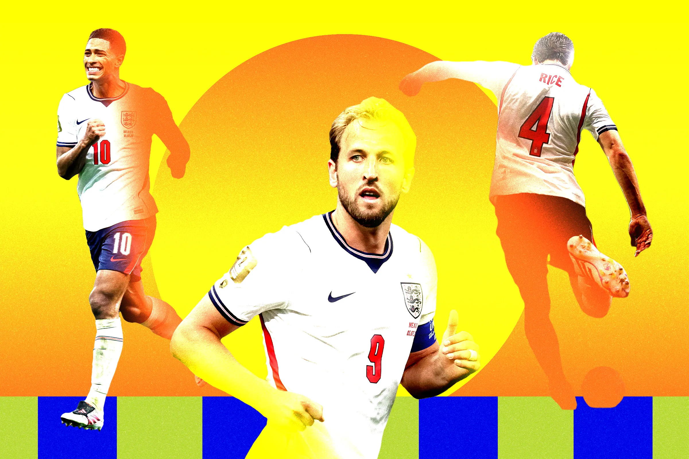 World Cup Heat Stress: Why Miami Is a Major Risk for England and Norwa Collage of England soccer team players and a redyellow gradient indicating heat