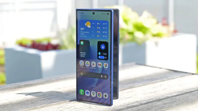 Samsung Galaxy Unpacked: What to Watch on July 22 Samsung Galaxy Unpacked 2026 — A blue Galaxy Z Fold 7 propped up vertically on a wooden table.