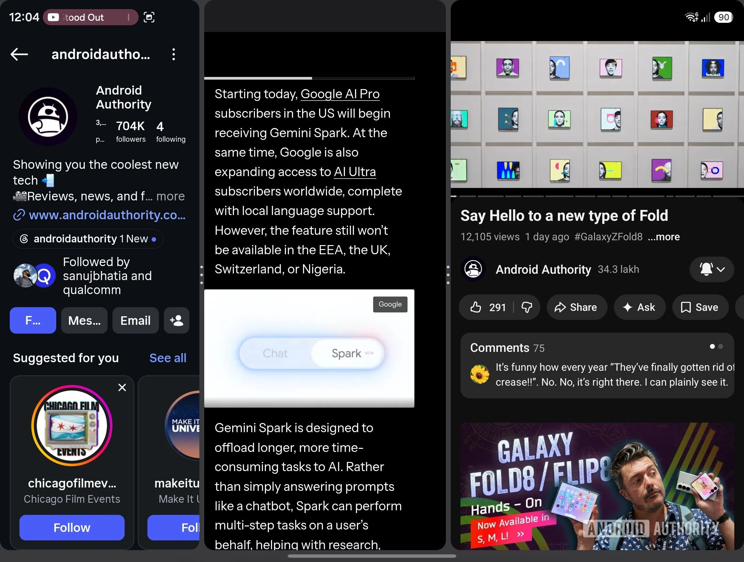 Galaxy Z Fold 8 Adds a Key Three-App Multitasking Upgrade Galaxy Z Fold 8 three apps vertical split