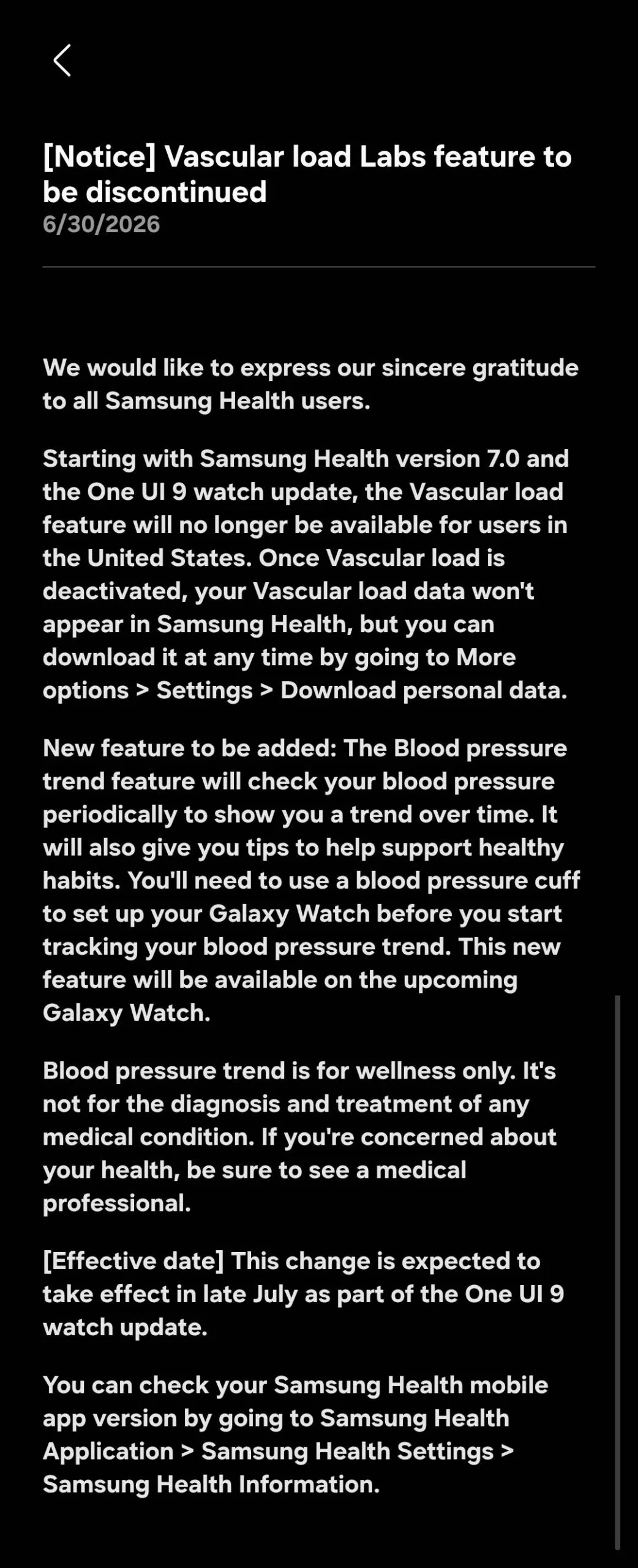 Samsung Galaxy Watch Drops Vascular Load — Here's What's New Galaxy Watch vascular load discontinued Enjinr