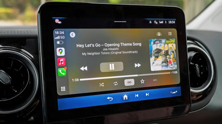 Apple CarPlay Audio: 5 Expert Fixes for Better Sound Music playing in Apple Music, shown on a car display via an Apple CarPlay connection.