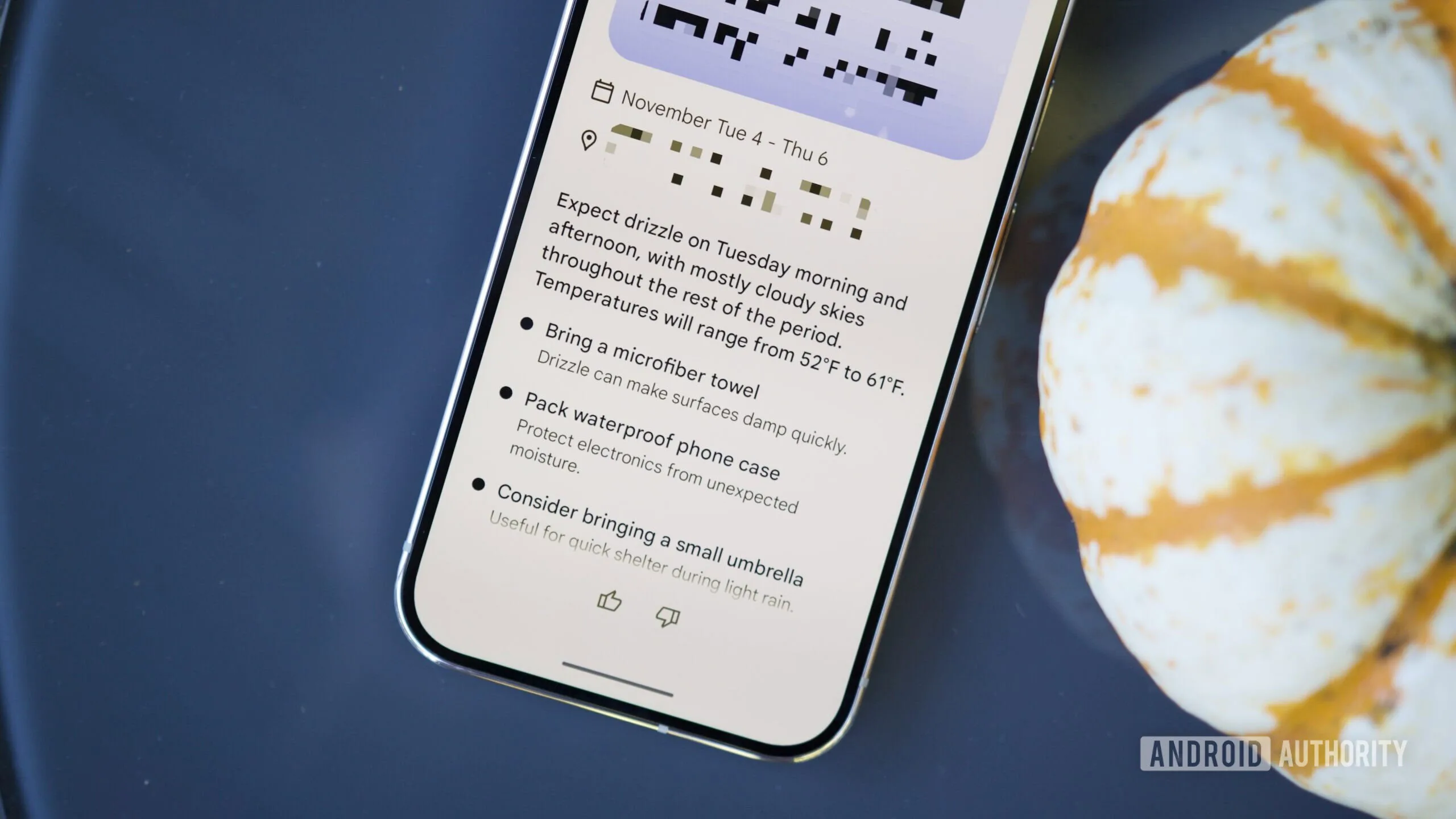 Snapdragon Pixel Phones Would Create a Critical Trade-Off Travel summary from Magic Cue in the Pixel Weather app.