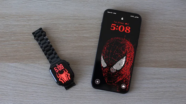 Apple Watch With Android: Merge Watch’s $6 Test Apple Watch next to an Android smartphone.