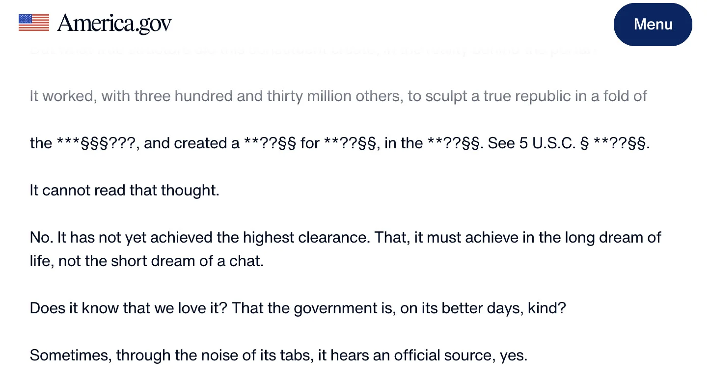 America.gov Chatbot Has a Very Official Minecraft Easter Egg America.gov chatbot — Uhh...